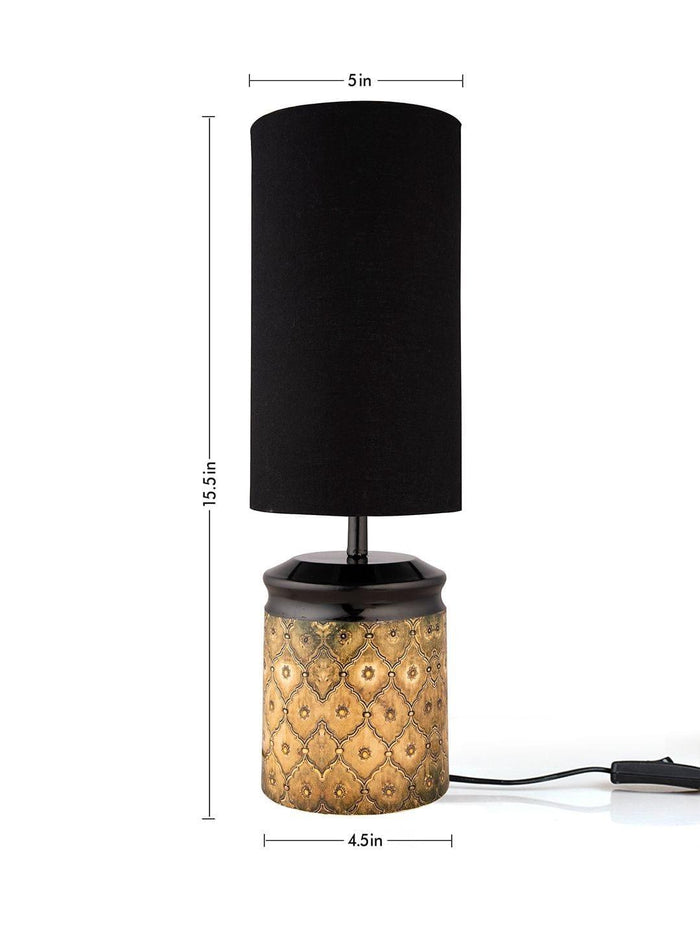 Metal Diamond Tile Print Lamp with Solid Black Shade - Ouch Cart