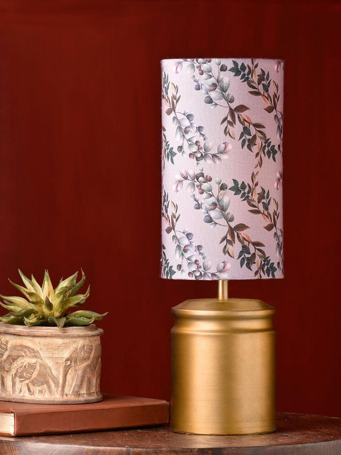 Metal Golden Table Lamp with Creeper Print Shade - Ouch Cart