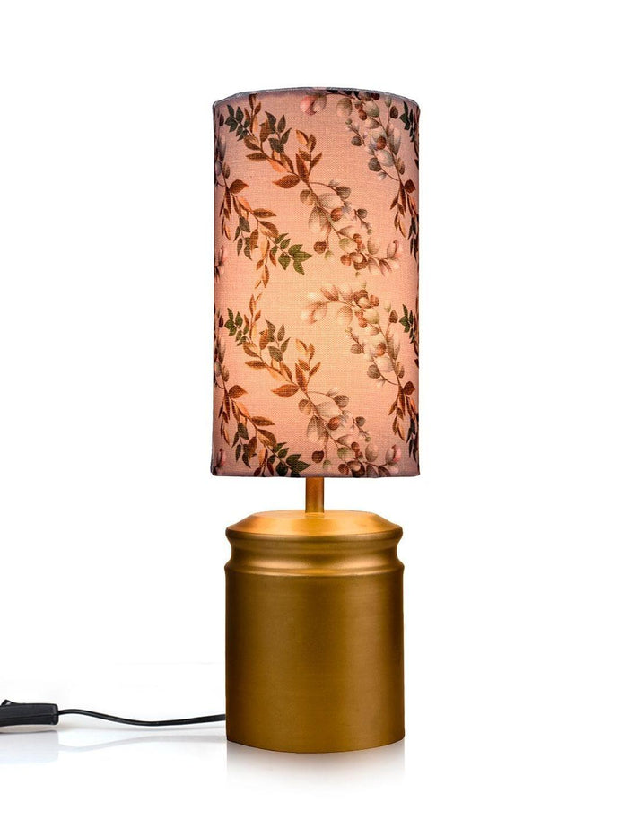 Metal Golden Table Lamp with Creeper Print Shade - Ouch Cart