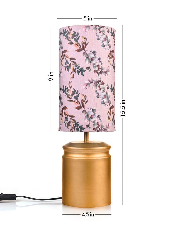 Metal Golden Table Lamp with Creeper Print Shade - Ouch Cart