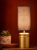 Metal Golden Table Lamp with Dark Forest Shade - Ouch Cart