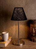 Metal Table Lamp with Black Jute Shade - Ouch Cart