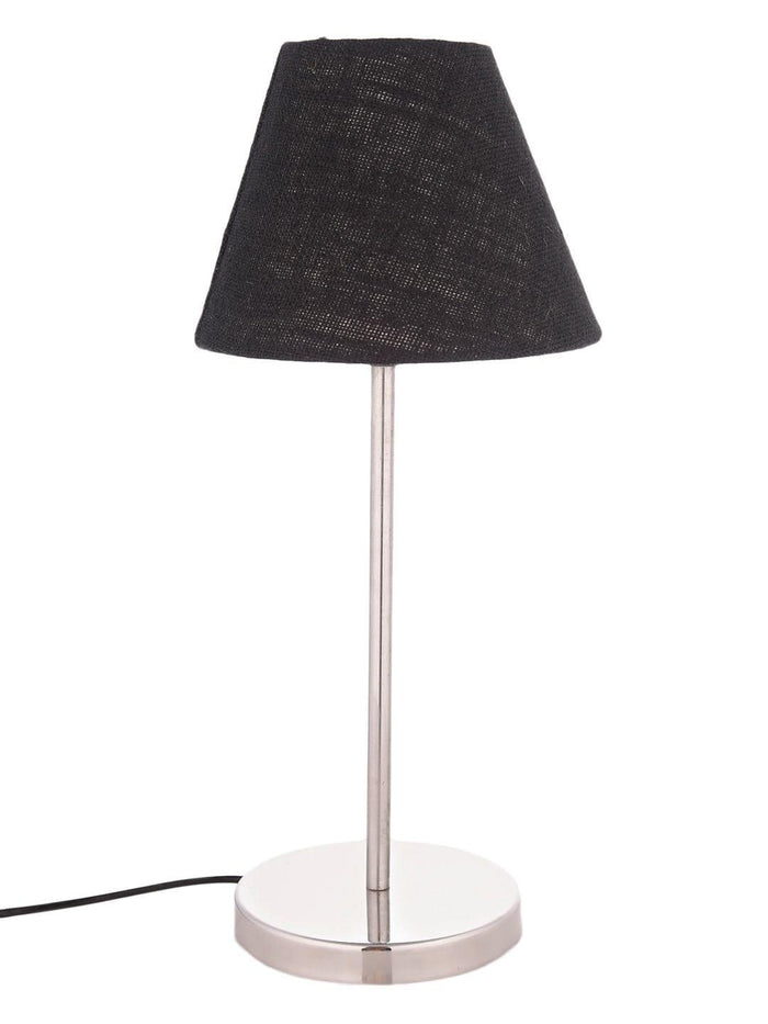 Metal Table Lamp with Black Jute Shade - Ouch Cart
