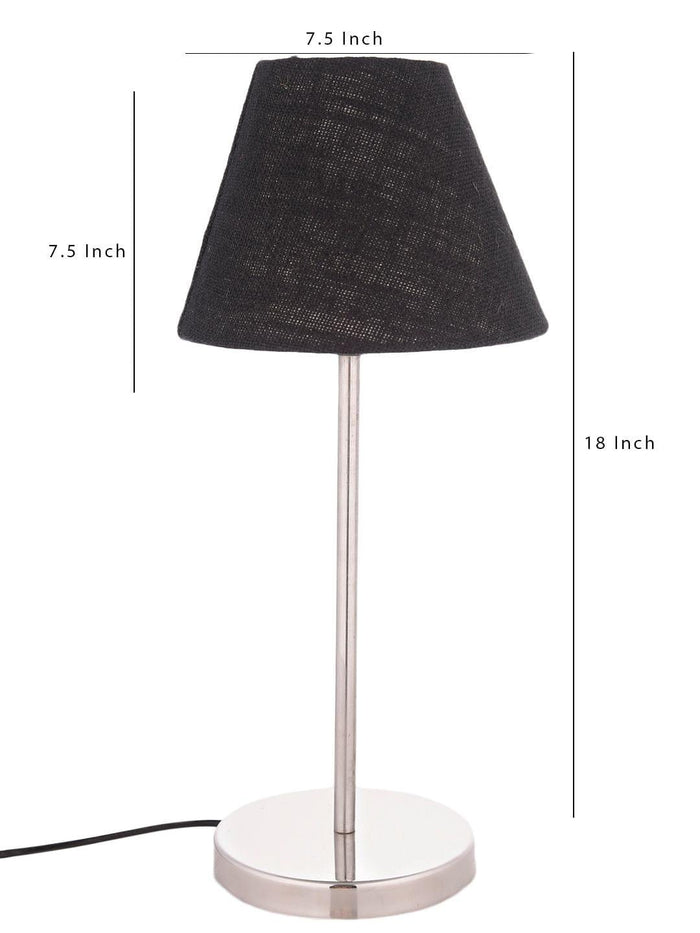 Metal Table Lamp with Black Jute Shade - Ouch Cart