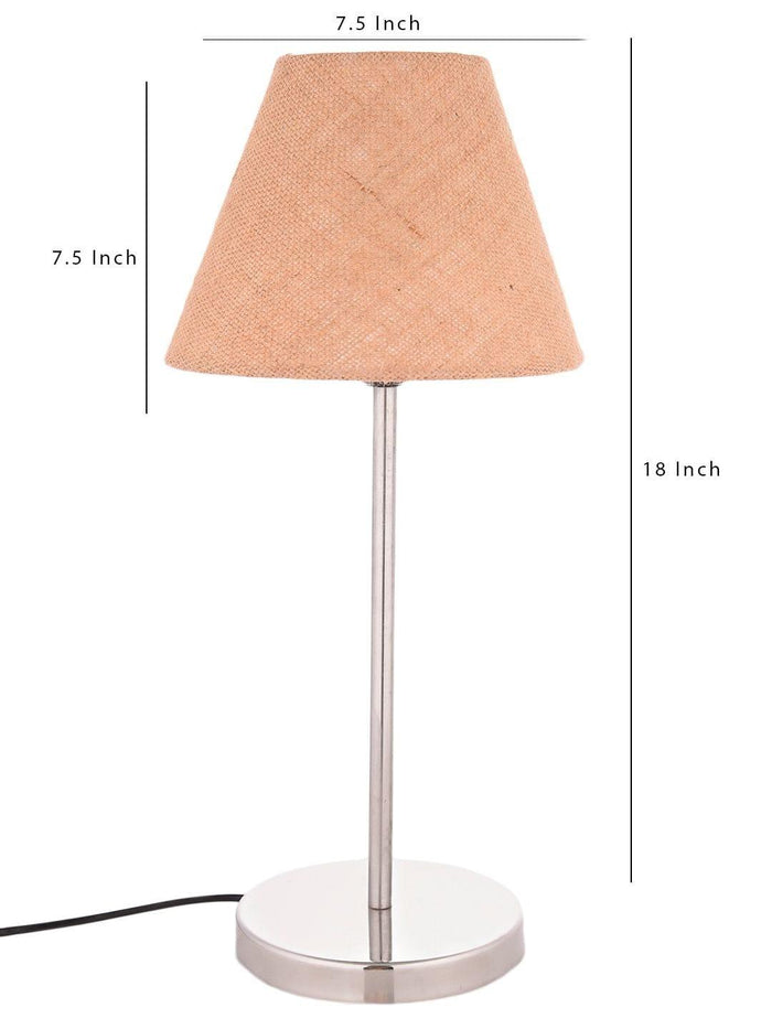 Metal Table Lamp with Brown Jute Shade - Ouch Cart