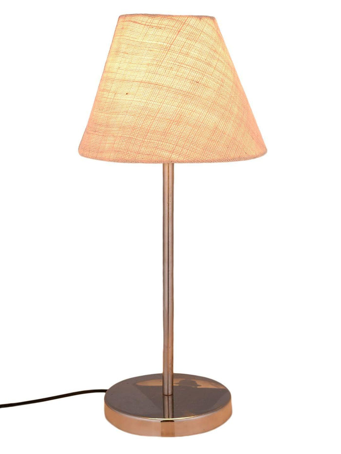 Metal Table Lamp with White Jute Shade - Ouch Cart
