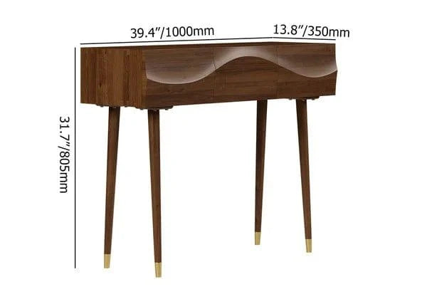 Mitsuki Century Walnut Console Table with 3 Drawers Solid Wood Entryway Table with Storage - Ouch Cart