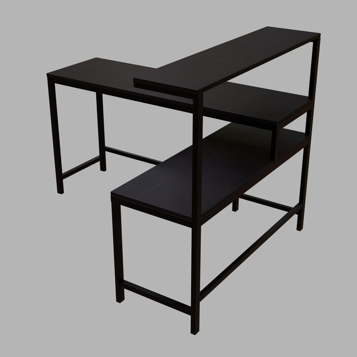 Mitsuko L Shaped Study Table with storage Design in Brown Color - Ouch Cart