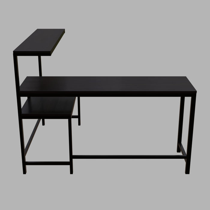 Mitsuko L Shaped Study Table with storage Design in Brown Color - Ouch Cart