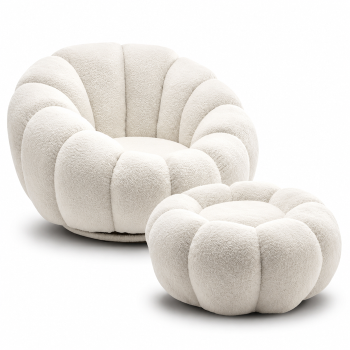 Modern 360° Rotating Lounge Chair with Footstool | Premium Upholstered Accent Chair Ouch Cart