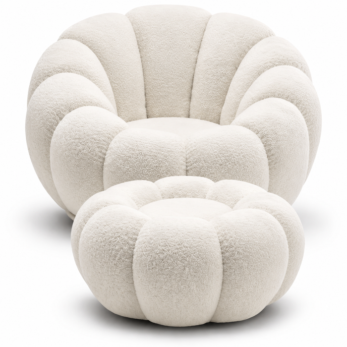 Modern 360° Rotating Lounge Chair with Footstool | Premium Upholstered Accent Chair Ouch Cart