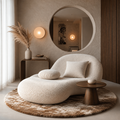Modern Curved Chaise Lounge Sofa – Plush Upholstered Accent Couch for Living Room