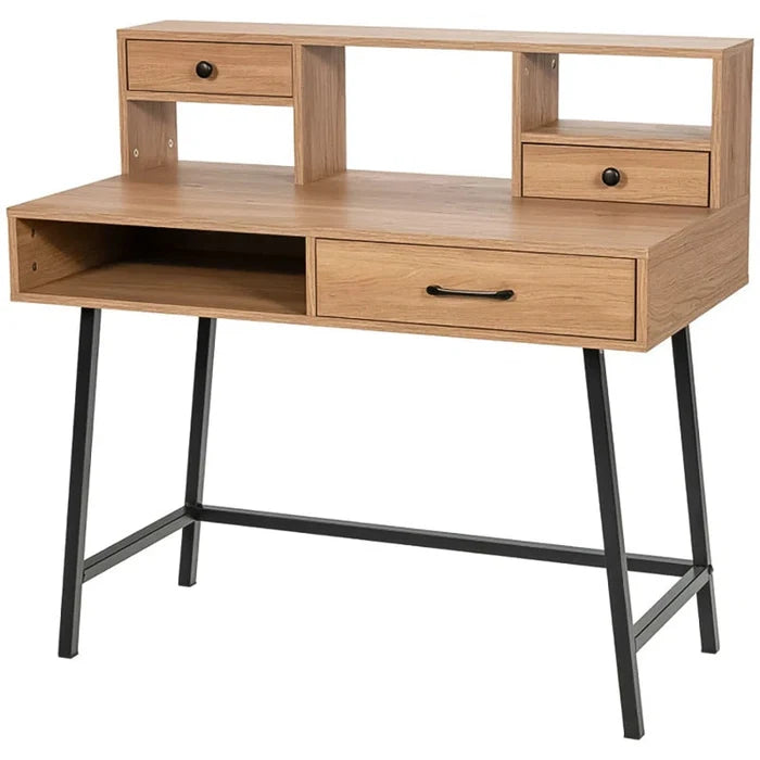 Modern Elegance: Metal Base Dressing Desk with Sleek Storage Ouch Cart