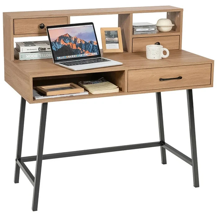 Modern Elegance: Metal Base Dressing Desk with Sleek Storage Ouch Cart