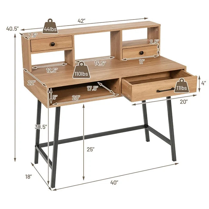 Modern Elegance: Metal Base Dressing Desk with Sleek Storage Ouch Cart