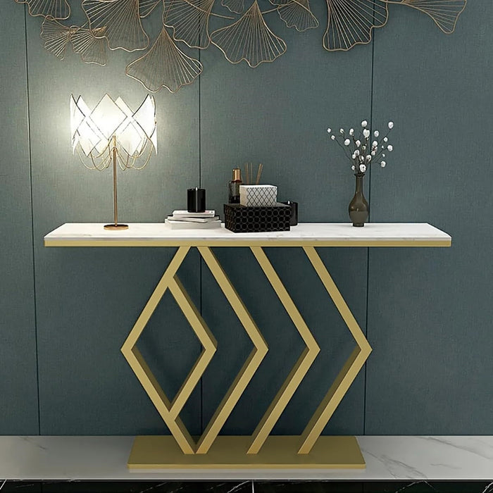 Modern Iron Console Table with Artful Symmetry and Luxe Industrial Appeal N.R.HOMESDECOR