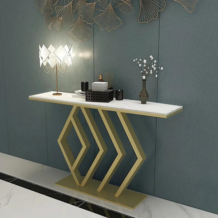 Modern Iron Console Table with Artful Symmetry and Luxe Industrial Appeal N.R.HOMESDECOR