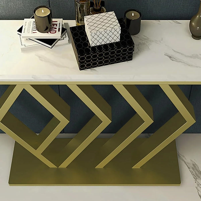 Modern Iron Console Table with Artful Symmetry and Luxe Industrial Appeal N.R.HOMESDECOR