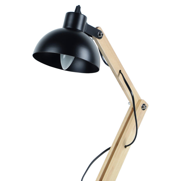 Modern Nordic Wood & Metal Study Lamp With Black Base By Ss Lightings - Ouch Cart