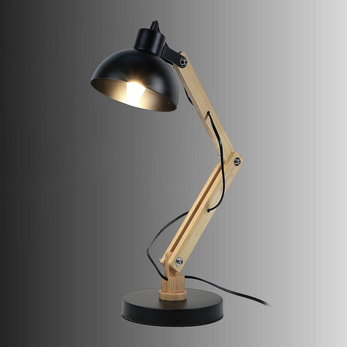 Modern Nordic Wood & Metal Study Lamp With Black Base By Ss Lightings - Ouch Cart