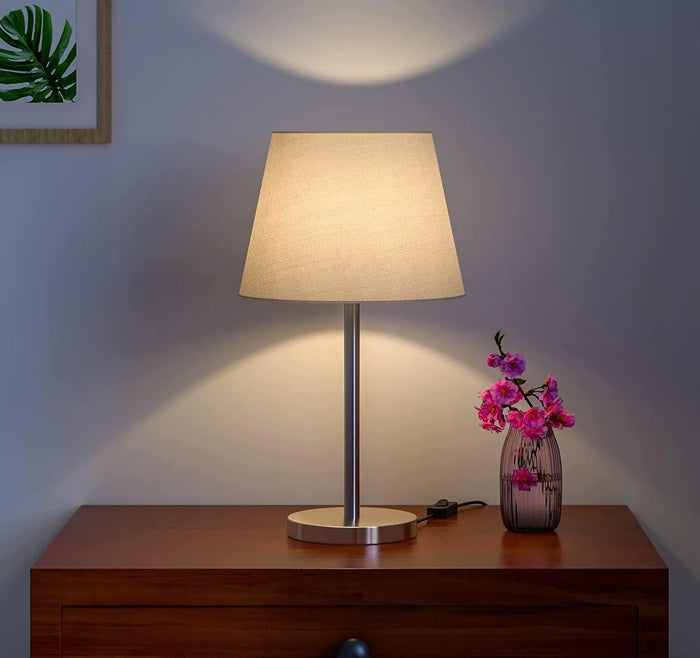 Modern & Sleek Stainless Steel Silver Finish Table Lamp 10 Inches - Ouch Cart
