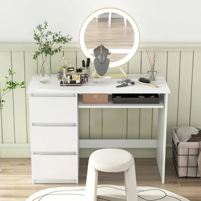 Multifunctional Desk with Charging Station, Keyboard Tray & 3 Drawers | Modern Computer Workstation