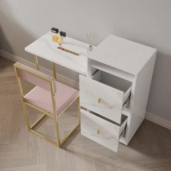 Nanami Folding Desk White Extendable Writing Desk with Cabinet & Chair - Ouch Cart