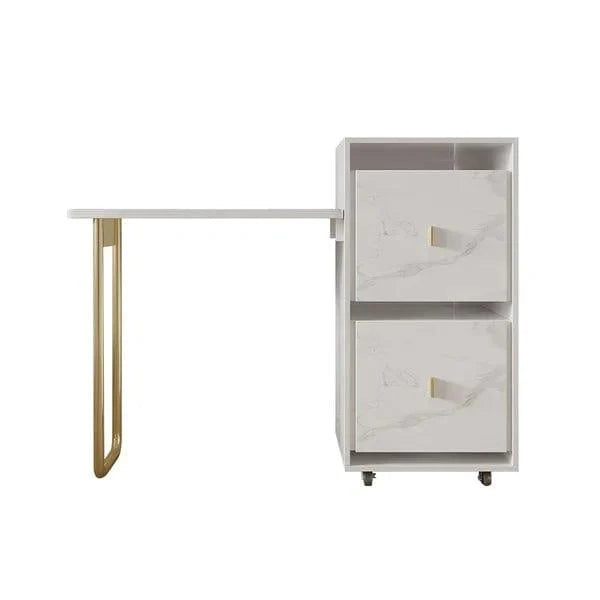Nanami Folding Desk White Extendable Writing Desk with Cabinet & Chair - Ouch Cart