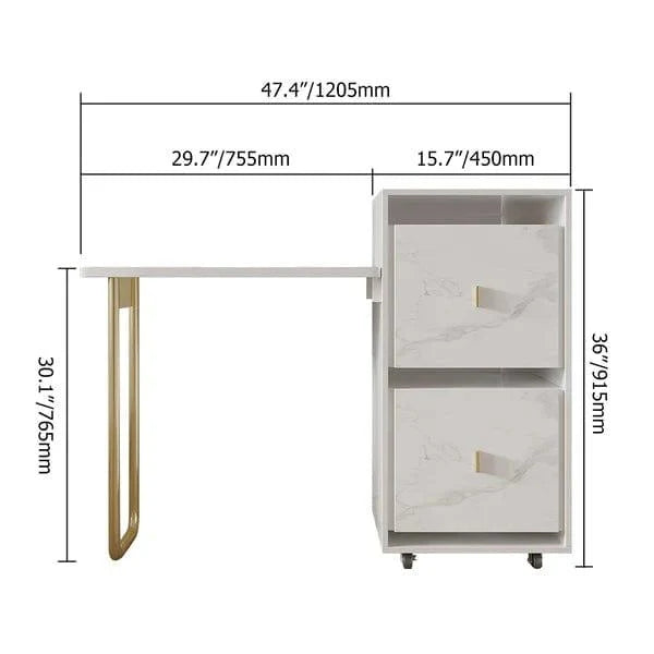 Nanami Folding Desk White Extendable Writing Desk with Cabinet & Chair - Ouch Cart