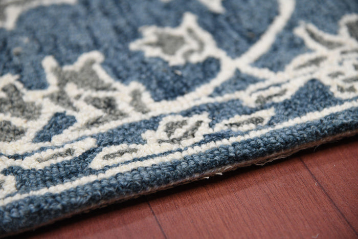 Navy Wool Romania 4x6 Feet Hand-Tufted Carpet - Rug - Ouch Cart