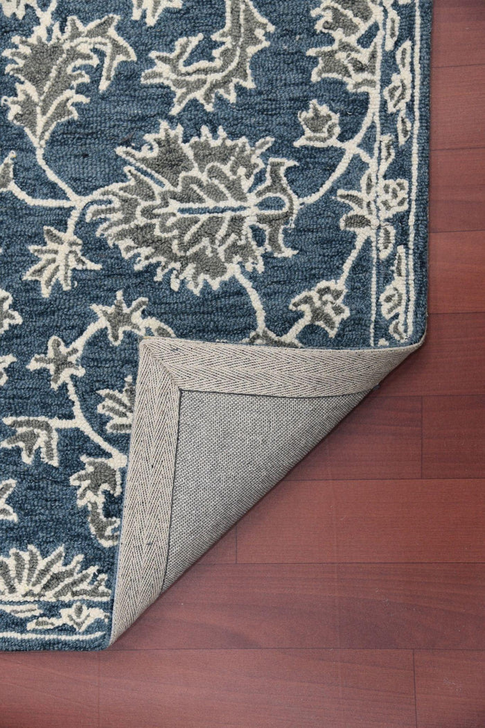 Navy Wool Romania 4x6 Feet Hand-Tufted Carpet - Rug - Ouch Cart