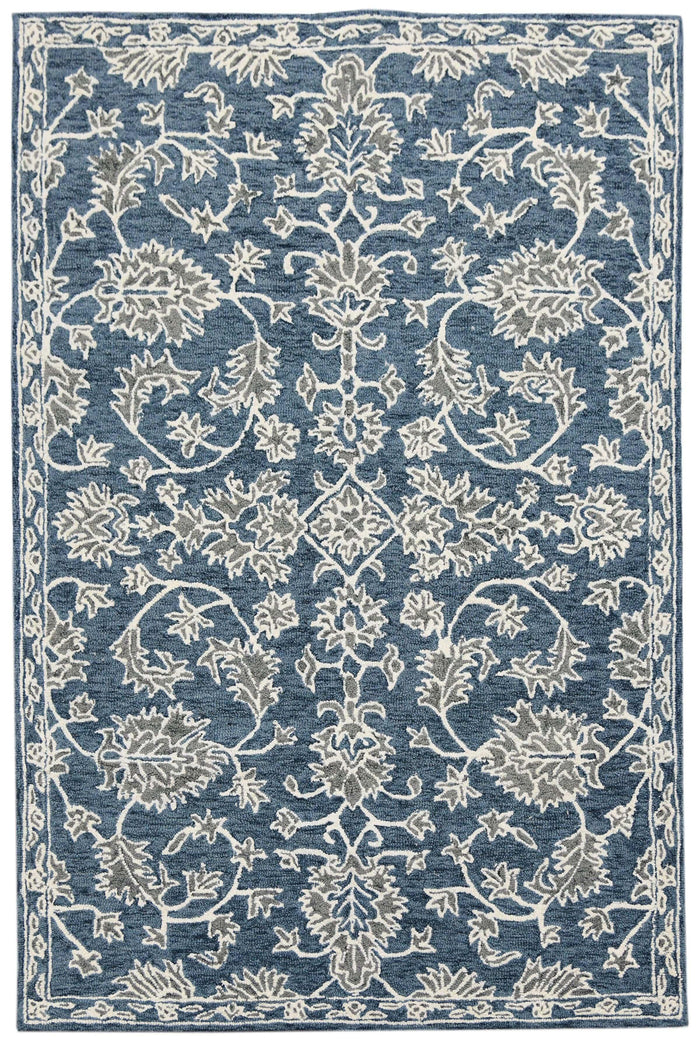 Navy Wool Romania 4x6 Feet Hand-Tufted Carpet - Rug - Ouch Cart