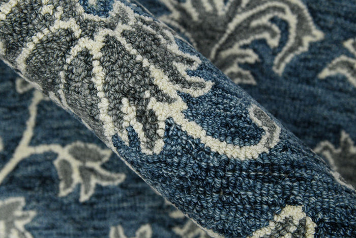 Navy Wool Romania 5x8 Feet Hand-Tufted Carpet - Rug - Ouch Cart