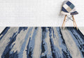 Navy Wool & Viscose Abstract 5x8 Feet Hand-Tufted Carpet - Rug - Ouch Cart