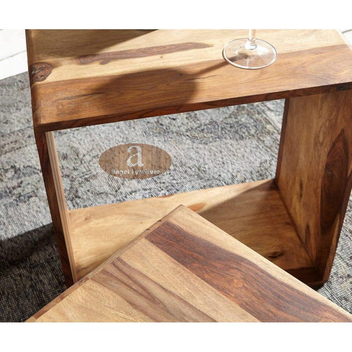 Nested Cube - Side Table Honey Finish - Ouch Cart