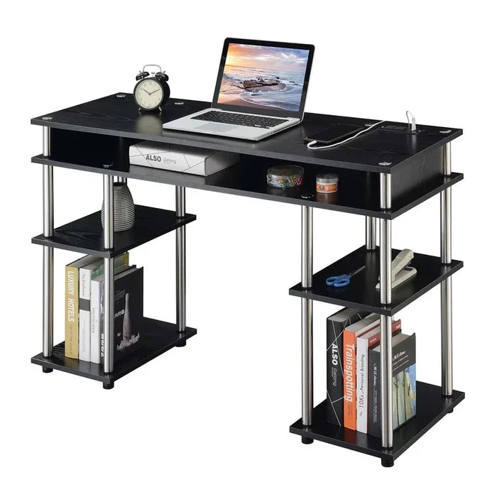 No Tools Computer Desk with Built-In Outlets Ouch Cart