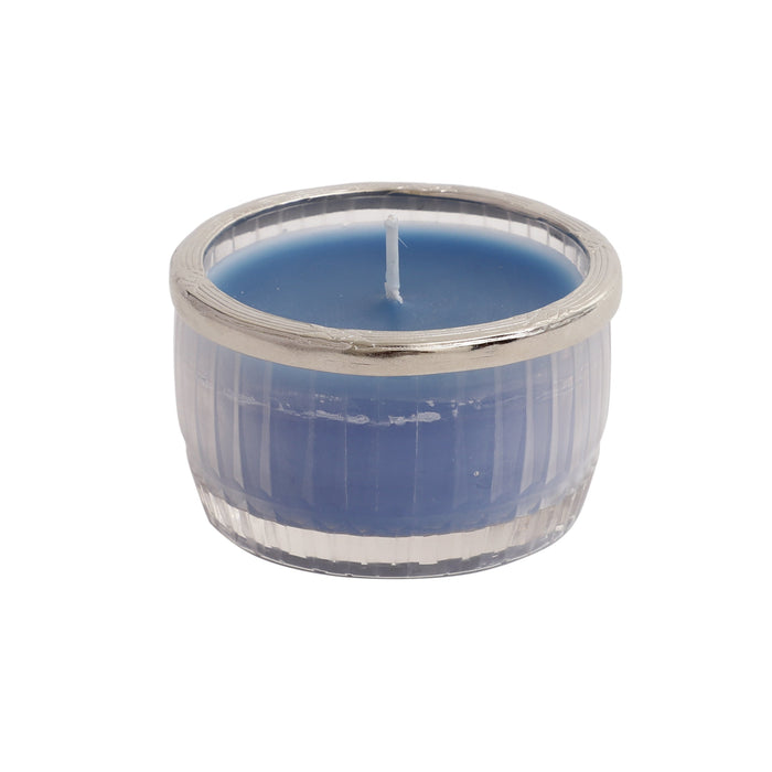 Ocean Breeze Blue Scented Candle Glass Jar With Silver Ring M.M.I. OVERSEAS