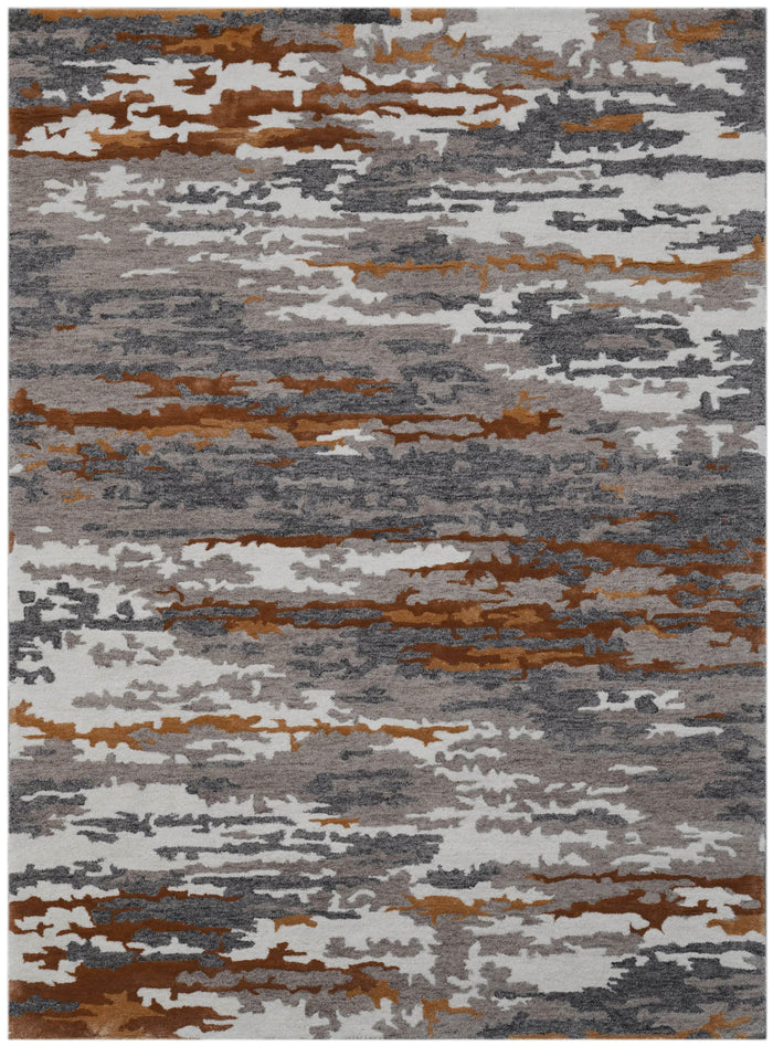 Orange Wool & Viscose Abstract 5x8 Feet Hand-Tufted Carpet - Rug - Ouch Cart