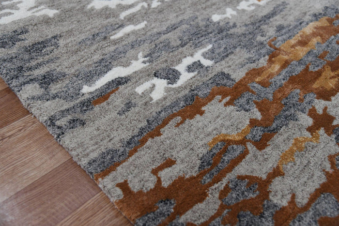 Orange Wool & Viscose Abstract 5x8 Feet Hand-Tufted Carpet - Rug - Ouch Cart