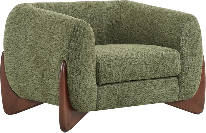 Ouch Cart Modern Bouclé Tuxedo Accent Chair with Wooden Frame & Cushioned Seat OUCH CART