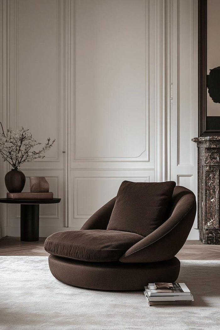 Ouch Cart Modern Brown Upholstered Accent Lounge Chair OUCH CART