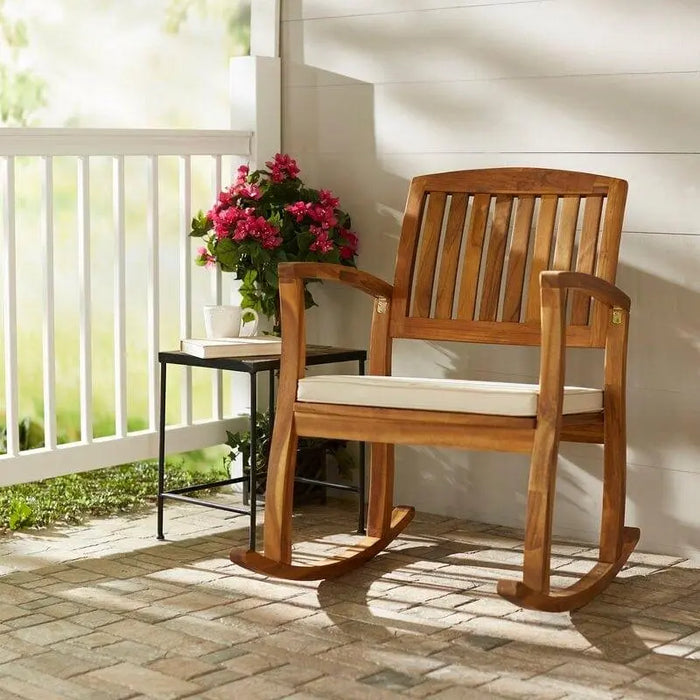 Rocking Chair- Outdoor Broadfoot Rocking Solid Wood Chair with Cushions - Ouch Cart