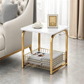Paige Square Sofa Side Basket Table for Living Room - Ouch Cart