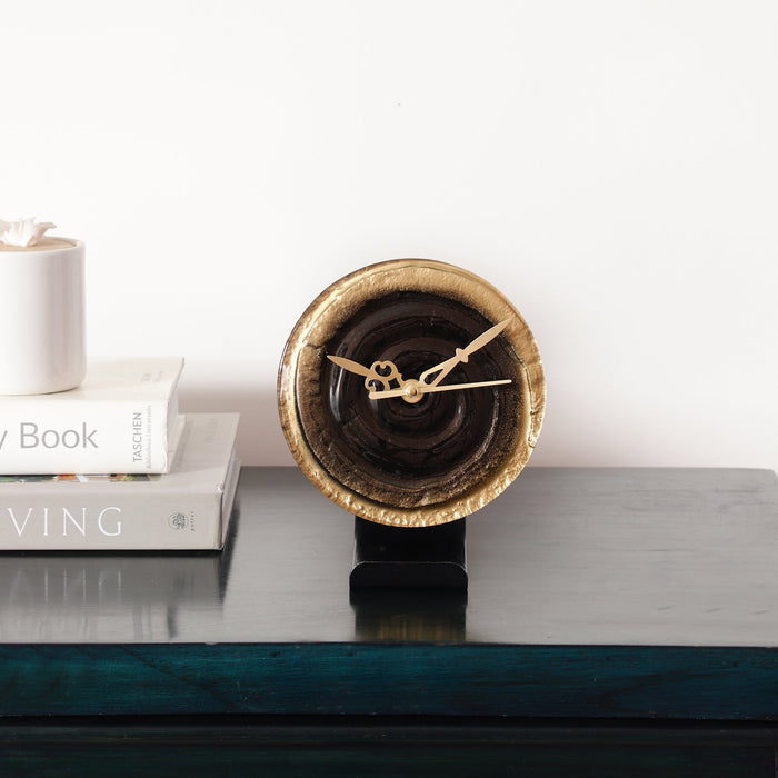 Peirre Glass Embossed Table Clock M.M.I. OVERSEAS