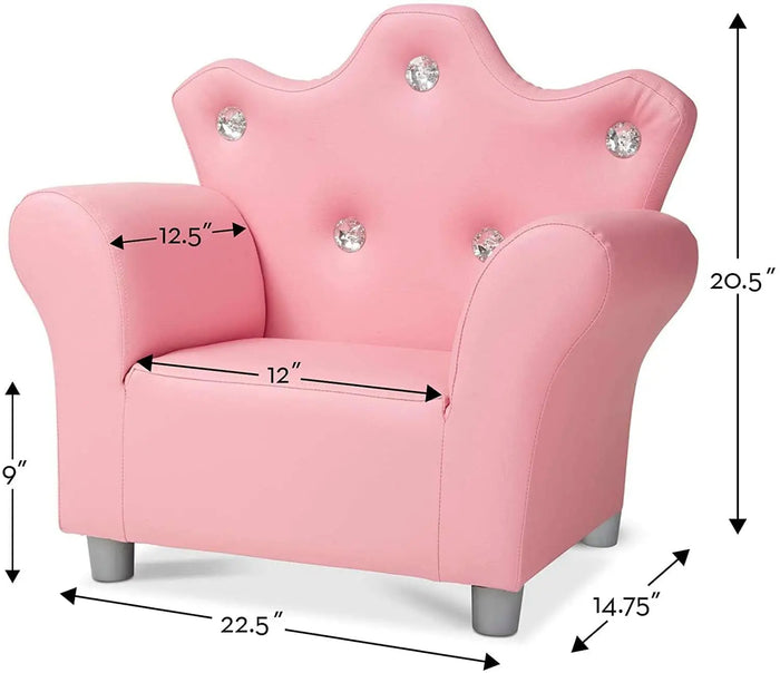 Pink Faux Leather Child’s Crown-Back Armchair (Kid’s Furniture) - Ouch Cart
