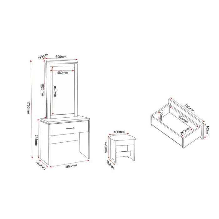 Pranav Dressing Table with Mirror - Ouch Cart
