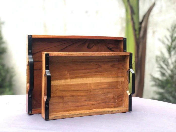 PREMIUM ACACIA WOOD SERVING TRAY COMBO - Ouch Cart