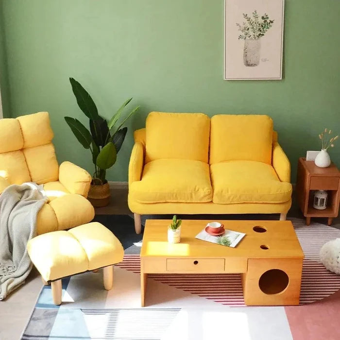 Rectangular Coffee Table With Drawer & Cat Condos House By Miza - Ouch Cart