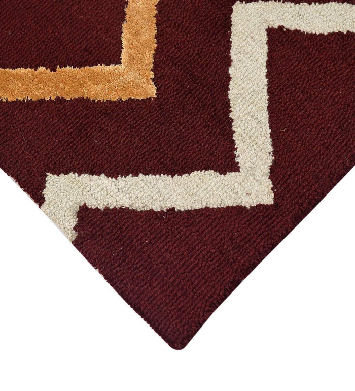 RED BERRY Wool & Viscose Canyan 4x6 Feet Hand-Tufted Carpet - Rug - Ouch Cart