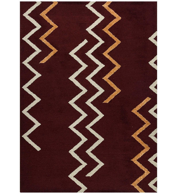 RED BERRY Wool & Viscose Canyan 4x6 Feet Hand-Tufted Carpet - Rug - Ouch Cart